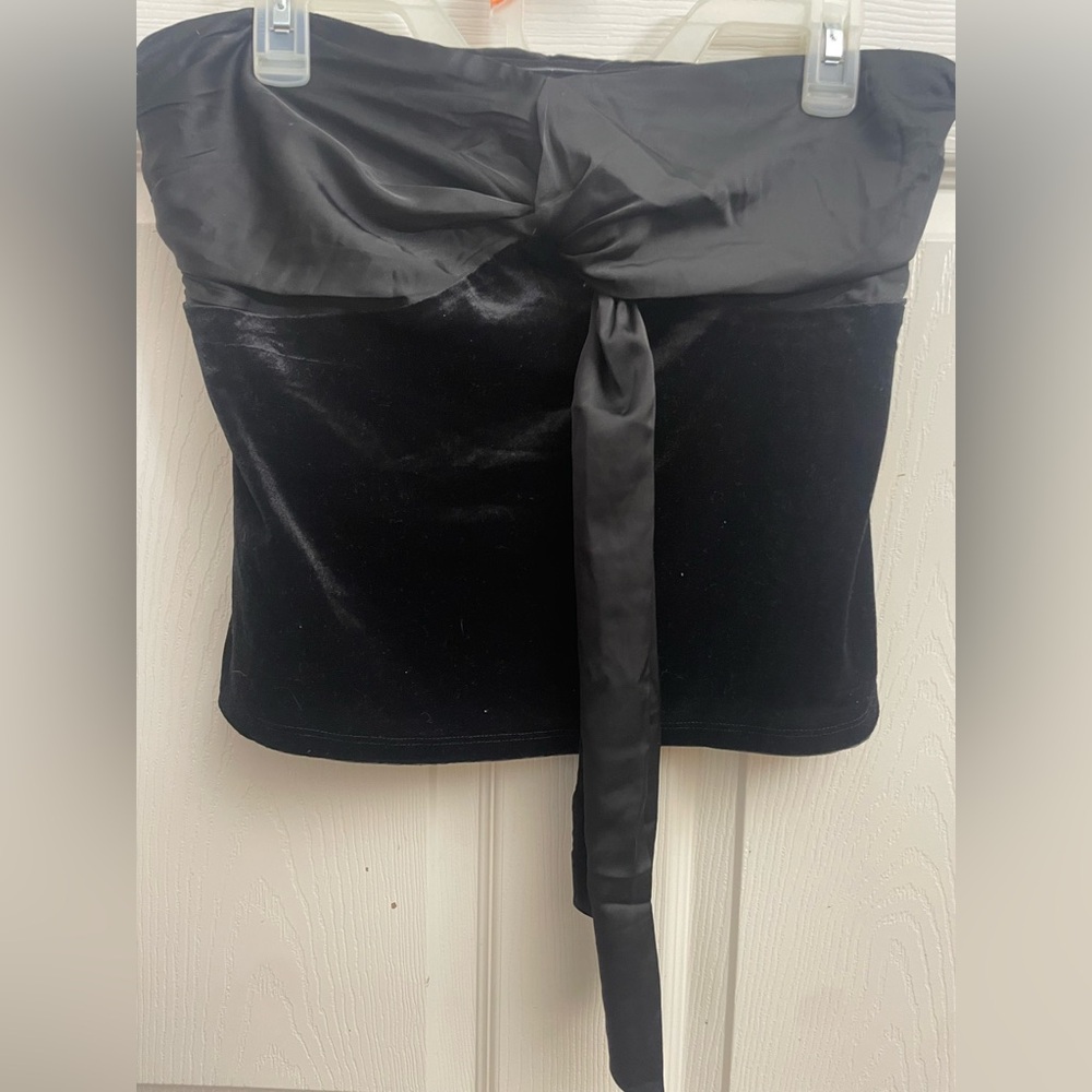 Express Elegant Black Satin Velvet Tube Top